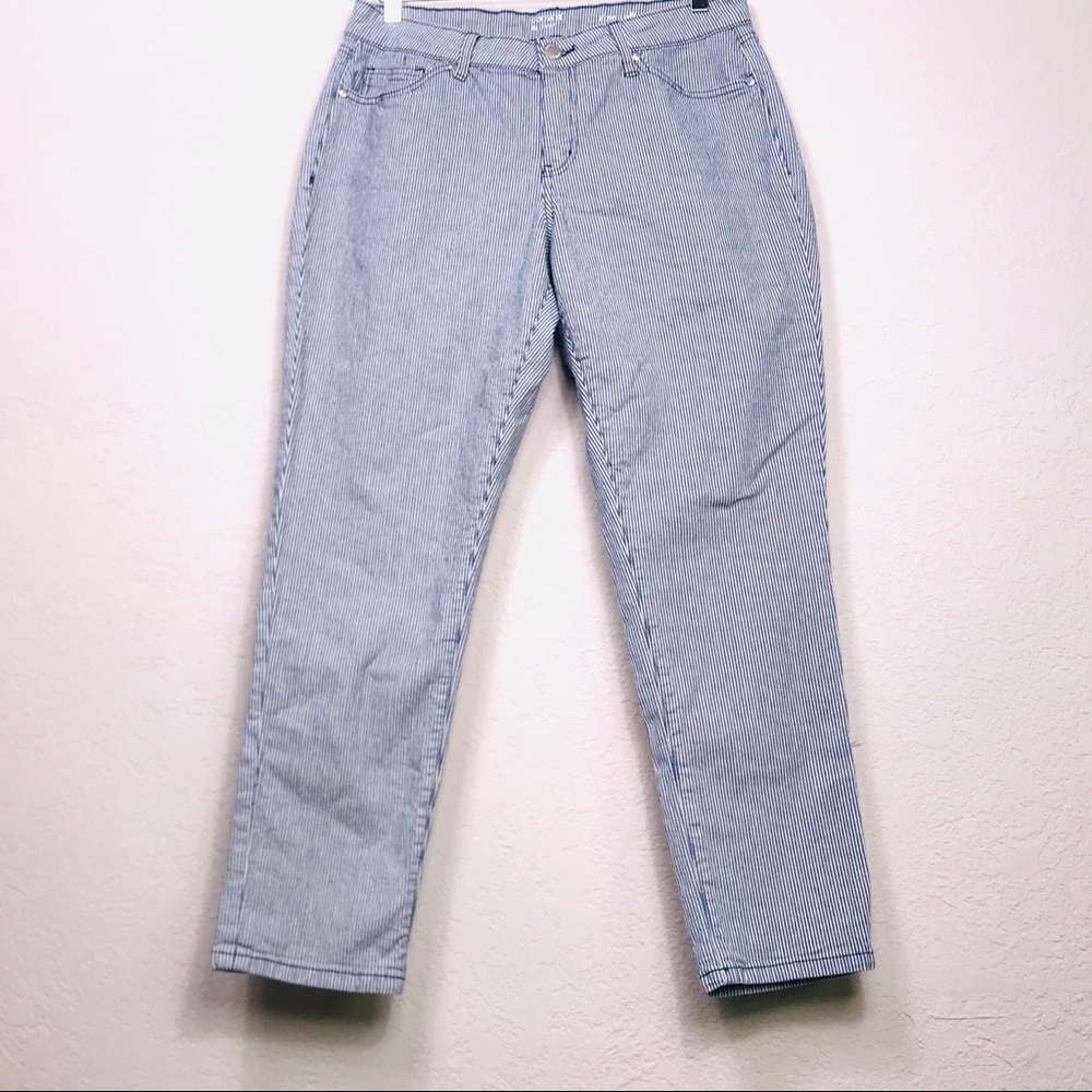 Crown & Ivy Railroad Stripe Crop Pants Sz 10R